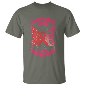 Faith Hope Love HIV Butterfly T Shirt Awareness Month Gift TS12 Military Green Print Your Wear