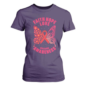Faith Hope Love HIV Butterfly T Shirt For Women Awareness Month Gift TS12 Purple Print Your Wear