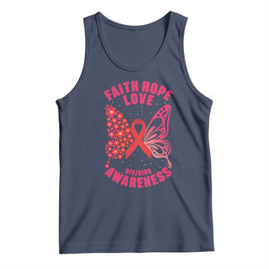 Faith Hope Love HIV Butterfly Tank Top Awareness Month Gift TS12 Navy Print Your Wear