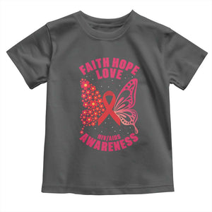 Faith Hope Love HIV Butterfly Toddler T Shirt Awareness Month Gift TS12 Dark Heather Print Your Wear