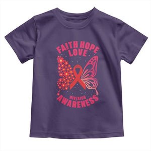 Faith Hope Love HIV Butterfly Toddler T Shirt Awareness Month Gift TS12 Purple Print Your Wear
