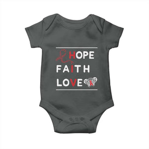 Faith Hope Love HIV AIDS Awareness Baby Onesie Hope Strength Empowerment Gift TS12 Dark Heather Print Your Wear