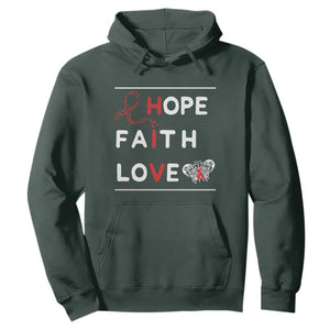 Faith Hope Love HIV AIDS Awareness Hoodie Hope Strength Empowerment Gift TS12 Dark Forest Green Print Your Wear