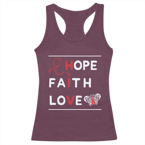 Faith Hope Love HIV AIDS Awareness Racerback Tank Top Hope Strength Empowerment Gift TS12 Maroon Print Your Wear