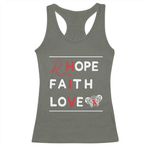 Faith Hope Love HIV AIDS Awareness Racerback Tank Top Hope Strength Empowerment Gift TS12 Military Green Print Your Wear