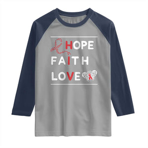 Faith Hope Love HIV AIDS Awareness Raglan Shirt Hope Strength Empowerment Gift TS12 Sport Gray Navy Print Your Wear