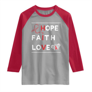 Faith Hope Love HIV AIDS Awareness Raglan Shirt Hope Strength Empowerment Gift TS12 Sport Gray Red Print Your Wear
