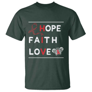 Faith Hope Love HIV AIDS Awareness T Shirt Hope Strength Empowerment Gift TS12 Dark Forest Green Print Your Wear