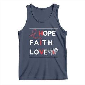 Faith Hope Love HIV AIDS Awareness Tank Top Hope Strength Empowerment Gift TS12 Navy Print Your Wear
