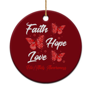 Faith Hope Love HIV AIDS Awareness Butterfly Gift Ceramic Ornament TS12 1pc Red Print Your Wear
