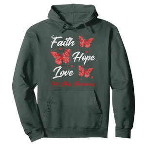 Faith Hope Love HIV AIDS Awareness Butterfly Gift Hoodie TS12 Dark Forest Green Print Your Wear