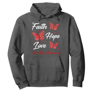 Faith Hope Love HIV AIDS Awareness Butterfly Gift Hoodie TS12 Dark Heather Print Your Wear