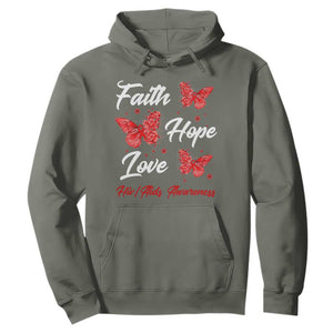 Faith Hope Love HIV AIDS Awareness Butterfly Gift Hoodie TS12 Military Green Print Your Wear