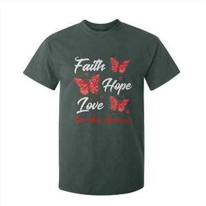 Faith Hope Love HIV AIDS Awareness Butterfly Gift T Shirt For Kid TS12 Dark Forest Green Print Your Wear