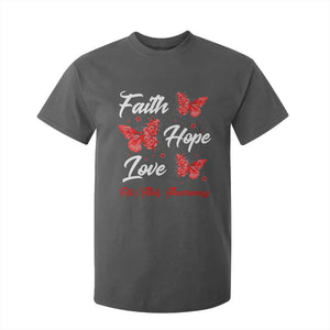 Faith Hope Love HIV AIDS Awareness Butterfly Gift T Shirt For Kid TS12 Dark Heather Print Your Wear