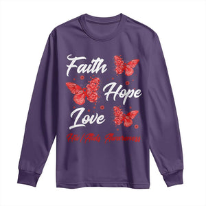 Faith Hope Love HIV AIDS Awareness Butterfly Gift Long Sleeve Shirt TS12 Purple Print Your Wear