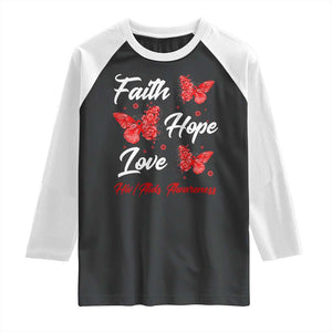 Faith Hope Love HIV AIDS Awareness Butterfly Gift Raglan Shirt TS12 Black White Print Your Wear