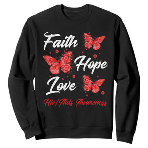 Faith Hope Love HIV AIDS Awareness Butterfly Gift Sweatshirt TS12 Black Print Your Wear