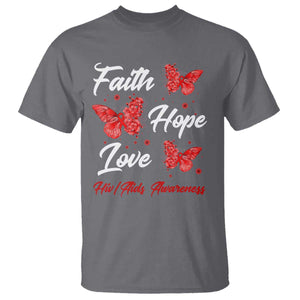 Faith Hope Love HIV AIDS Awareness Butterfly Gift T Shirt TS12 Charcoal Print Your Wear