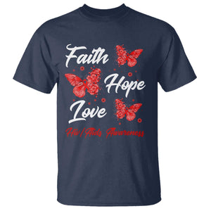 Faith Hope Love HIV AIDS Awareness Butterfly Gift T Shirt TS12 Navy Print Your Wear