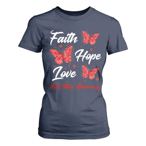 Faith Hope Love HIV AIDS Awareness Butterfly Gift T Shirt For Women TS12 Navy Print Your Wear