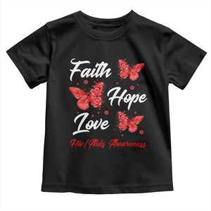 Faith Hope Love HIV AIDS Awareness Butterfly Gift Toddler T Shirt TS12 Black Print Your Wear