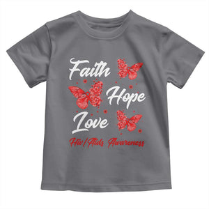 Faith Hope Love HIV AIDS Awareness Butterfly Gift Toddler T Shirt TS12 Charcoal Print Your Wear