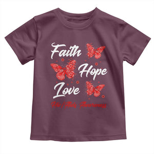 Faith Hope Love HIV AIDS Awareness Butterfly Gift Toddler T Shirt TS12 Maroon Print Your Wear