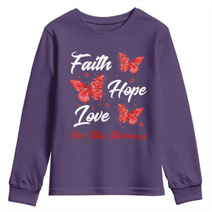 Faith Hope Love HIV AIDS Awareness Butterfly Gift Youth Sweatshirt TS12 Purple Print Your Wear
