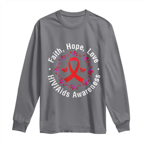 HIV Awareness Empowerment Gift Long Sleeve Shirt Faith Hope Love TS12 Charcoal Print Your Wear