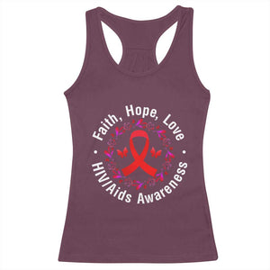 HIV Awareness Empowerment Gift Racerback Tank Top Faith Hope Love TS12 Maroon Print Your Wear