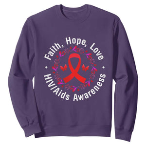 HIV Awareness Empowerment Gift Sweatshirt Faith Hope Love TS12 Purple Print Your Wear