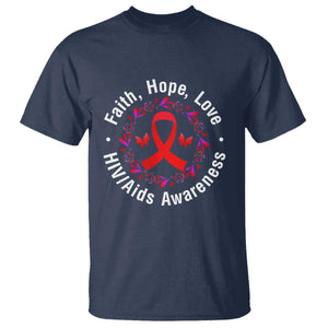 HIV Awareness Empowerment Gift T Shirt Faith Hope Love TS12 Navy Print Your Wear