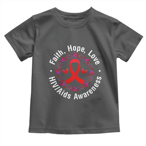 HIV Awareness Empowerment Gift Toddler T Shirt Faith Hope Love TS12 Dark Heather Print Your Wear