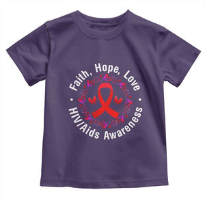 HIV Awareness Empowerment Gift Toddler T Shirt Faith Hope Love TS12 Purple Print Your Wear