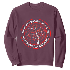 HIV AIDS Awareness Empowerment Gift Sweatshirt Support Educate Care Cure TS12 Maroon Print Your Wear