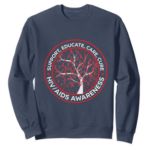 HIV AIDS Awareness Empowerment Gift Sweatshirt Support Educate Care Cure TS12 Navy Print Your Wear
