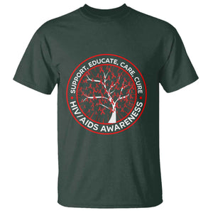 HIV AIDS Awareness Empowerment Gift T Shirt Support Educate Care Cure TS12 Dark Forest Green Print Your Wear