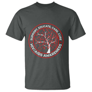HIV AIDS Awareness Empowerment Gift T Shirt Support Educate Care Cure TS12 Dark Heather Print Your Wear