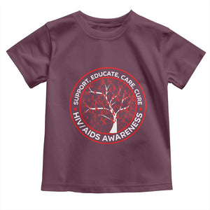 HIV AIDS Awareness Empowerment Gift Toddler T Shirt Support Educate Care Cure TS12 Maroon Print Your Wear