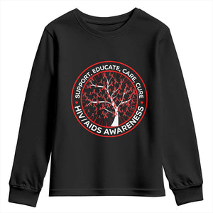 HIV AIDS Awareness Empowerment Gift Youth Sweatshirt Support Educate Care Cure TS12 Black Print Your Wear