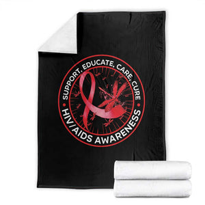 Support Educate Care Cure Throw Blanket HIV Awareness Month Gift TS12 Black Print Your Wear