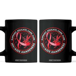 Support Educate Care Cure Coffee Mug HIV Awareness Month Gift TS12 Black Print Your Wear