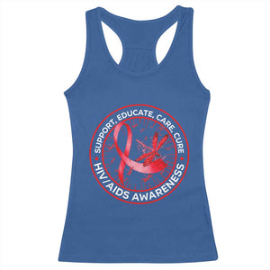 Support Educate Care Cure Racerback Tank Top HIV Awareness Month Gift TS12 Royal Blue Print Your Wear