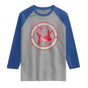 Support Educate Care Cure Raglan Shirt HIV Awareness Month Gift TS12 Sport Gray Royal Print Your Wear