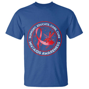 Support Educate Care Cure T Shirt HIV Awareness Month Gift TS12 Royal Blue Print Your Wear