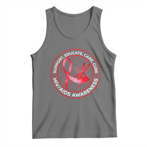 Support Educate Care Cure Tank Top HIV Awareness Month Gift TS12 Black Heather Print Your Wear