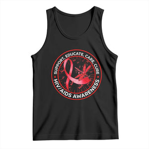 Support Educate Care Cure Tank Top HIV Awareness Month Gift TS12 Black Print Your Wear
