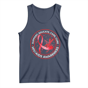 Support Educate Care Cure Tank Top HIV Awareness Month Gift TS12 Navy Print Your Wear