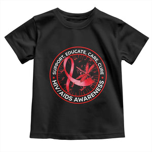 Support Educate Care Cure Toddler T Shirt HIV Awareness Month Gift TS12 Black Print Your Wear